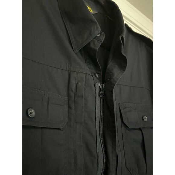 HQ Issue Black Zip-Up Tactical Utility Mens Short Sleeve Shirt XL - Picture 5 of 9
